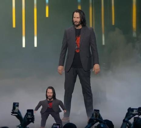 Plantilla de meme Mini Keanu Reeves and Big Keanu Reeves