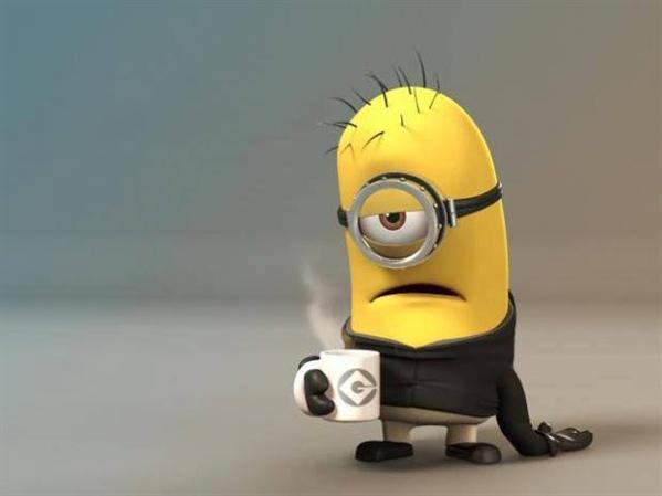 Plantilla de meme minion coffee