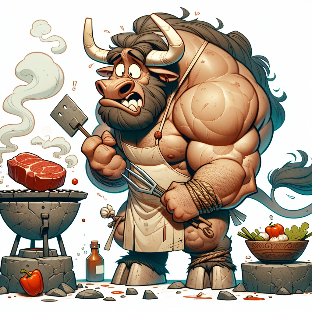 Template meme Minotaur burns steak funny