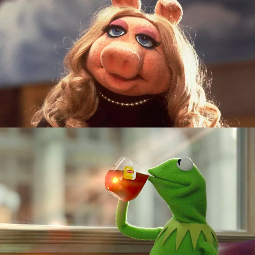 Plantilla de meme Miss Piggy and Kermit Tired of Pretending