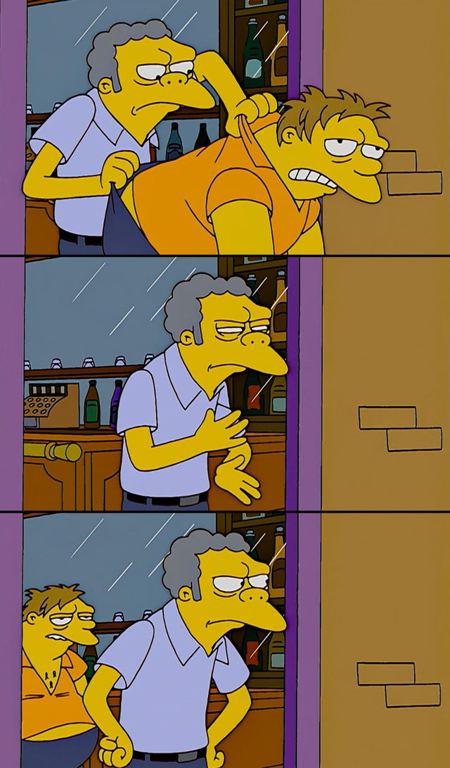 Plantilla de meme Moe throws Barney