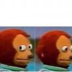 Plantilla de meme Monkey puppet avoids eye contact