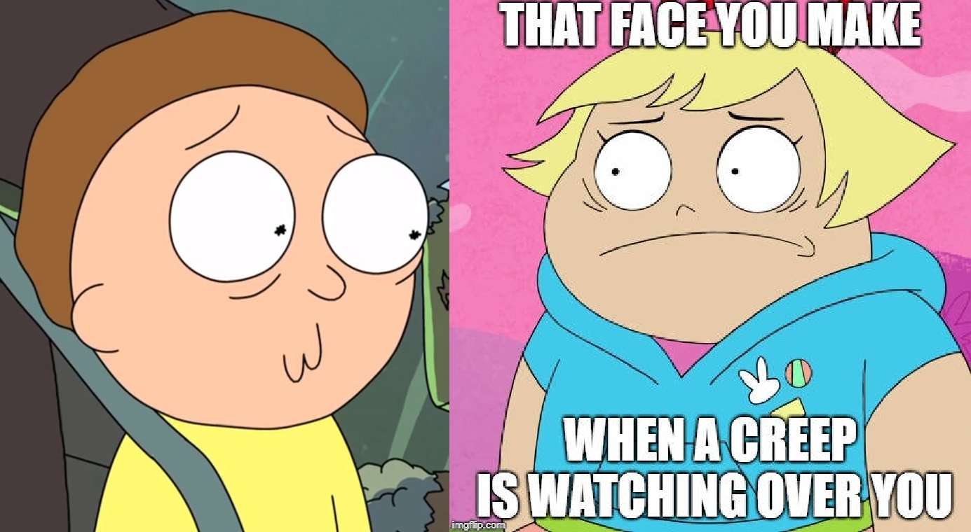 Template meme Morty and Lotta staring contest