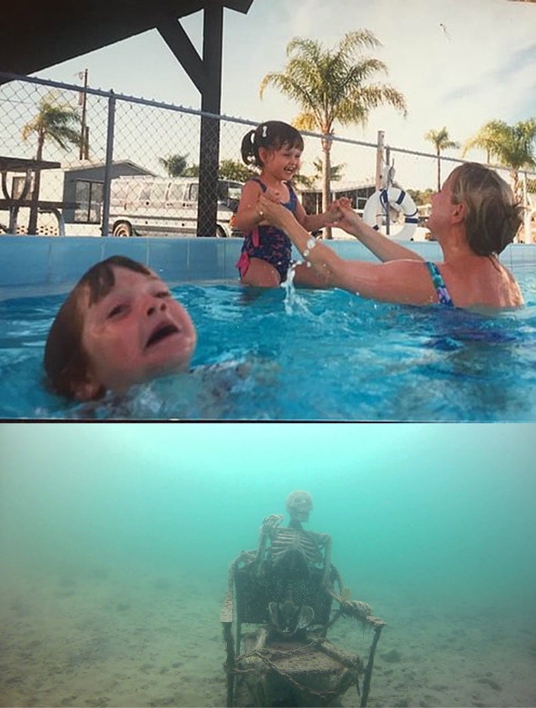 Template meme Mother Ignoring Kid Drowning In A Pool