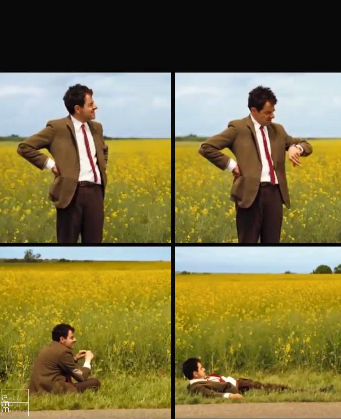 Plantilla de meme Mr bean waiting