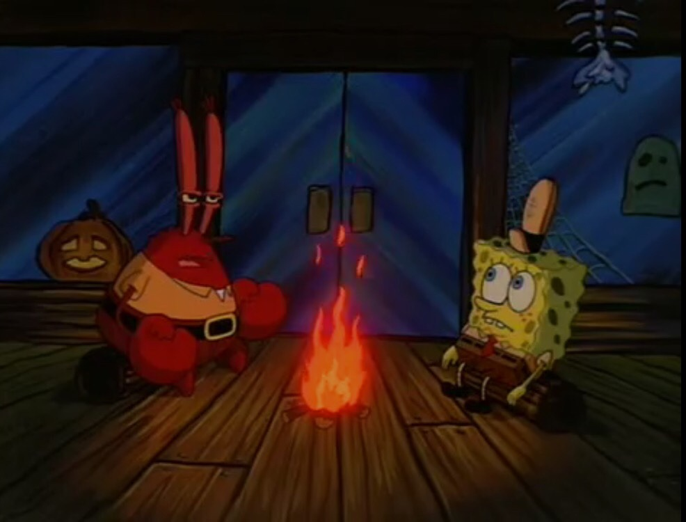 Plantilla de meme Mr. Krabs campfire