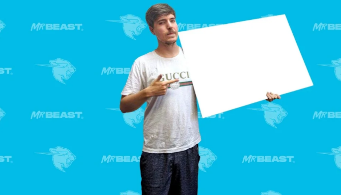 Plantilla de meme MrBeast holding signboard meme