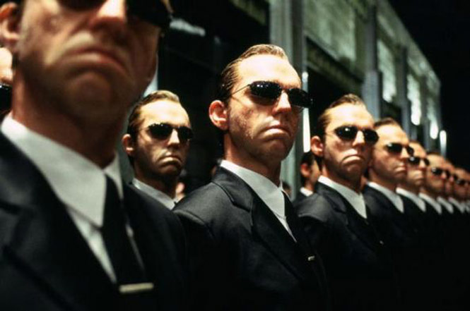 Plantilla de meme multiple agent smiths from the matrix