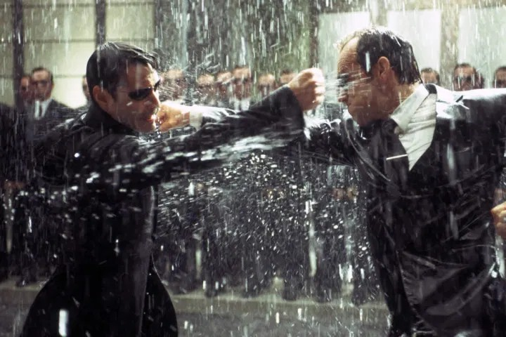 Plantilla de meme Neo vs Agent Smith