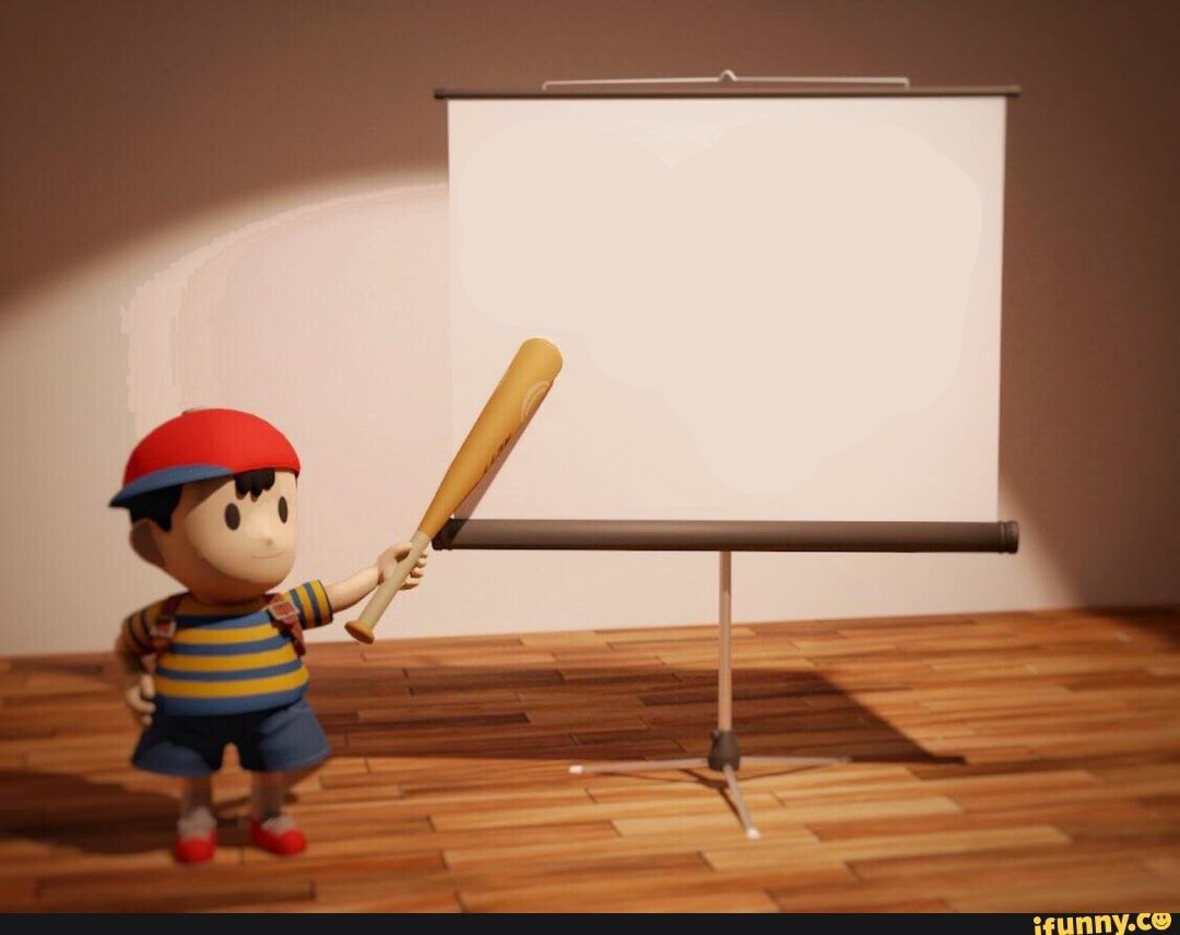 Plantilla de meme Ness pointing banner meme