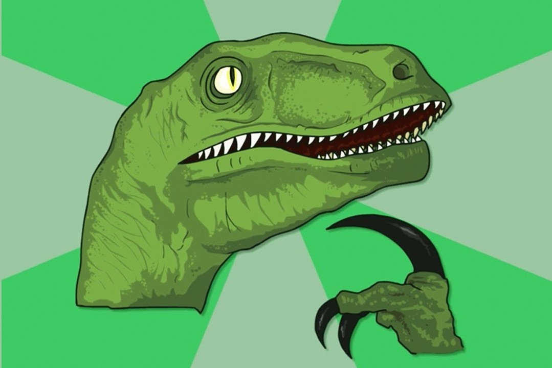 Plantilla de meme new philosoraptor