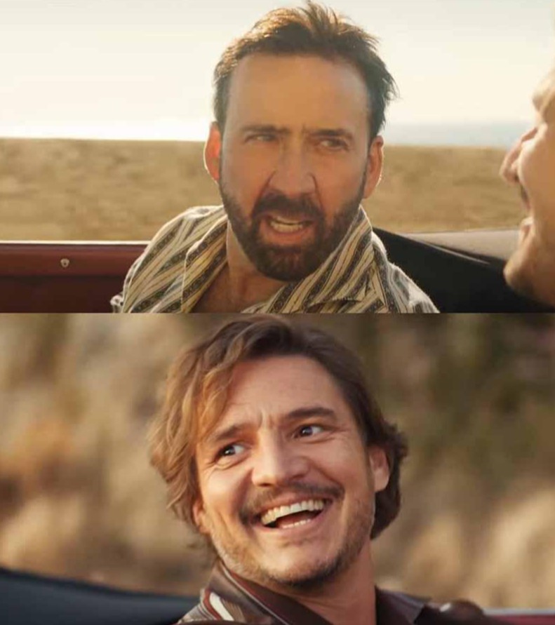 Plantilla de meme Nicolas Cage and Pedro Pascal