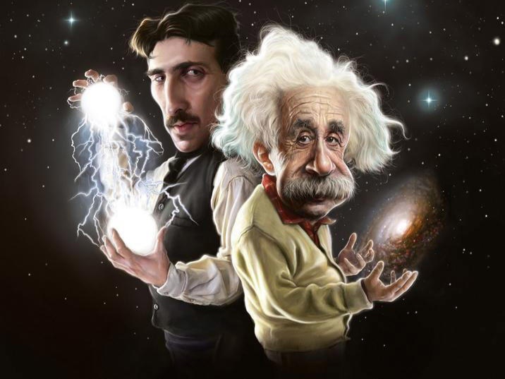 Plantilla de meme Nikola Tesla and Albert Einstein