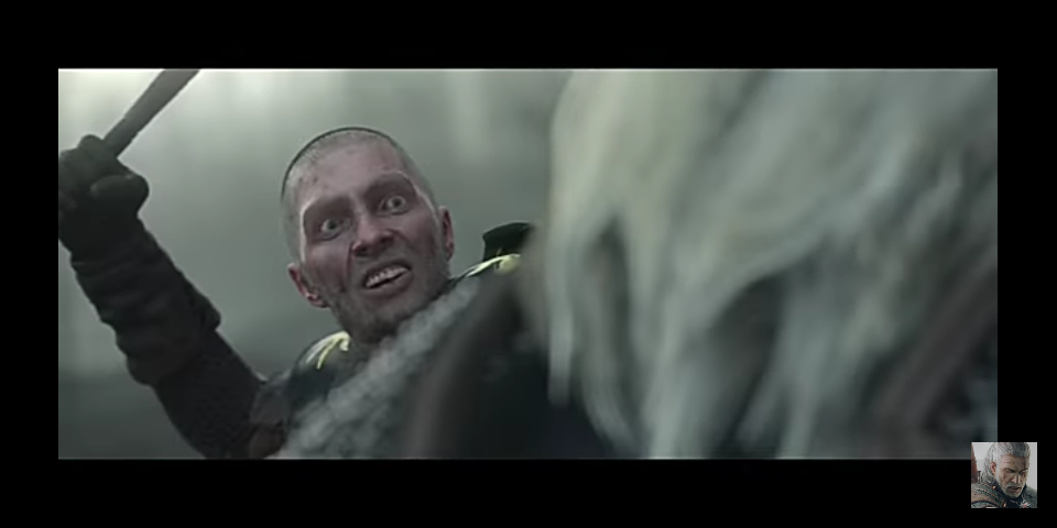 Template meme Nilfguardian swinging on Geralt