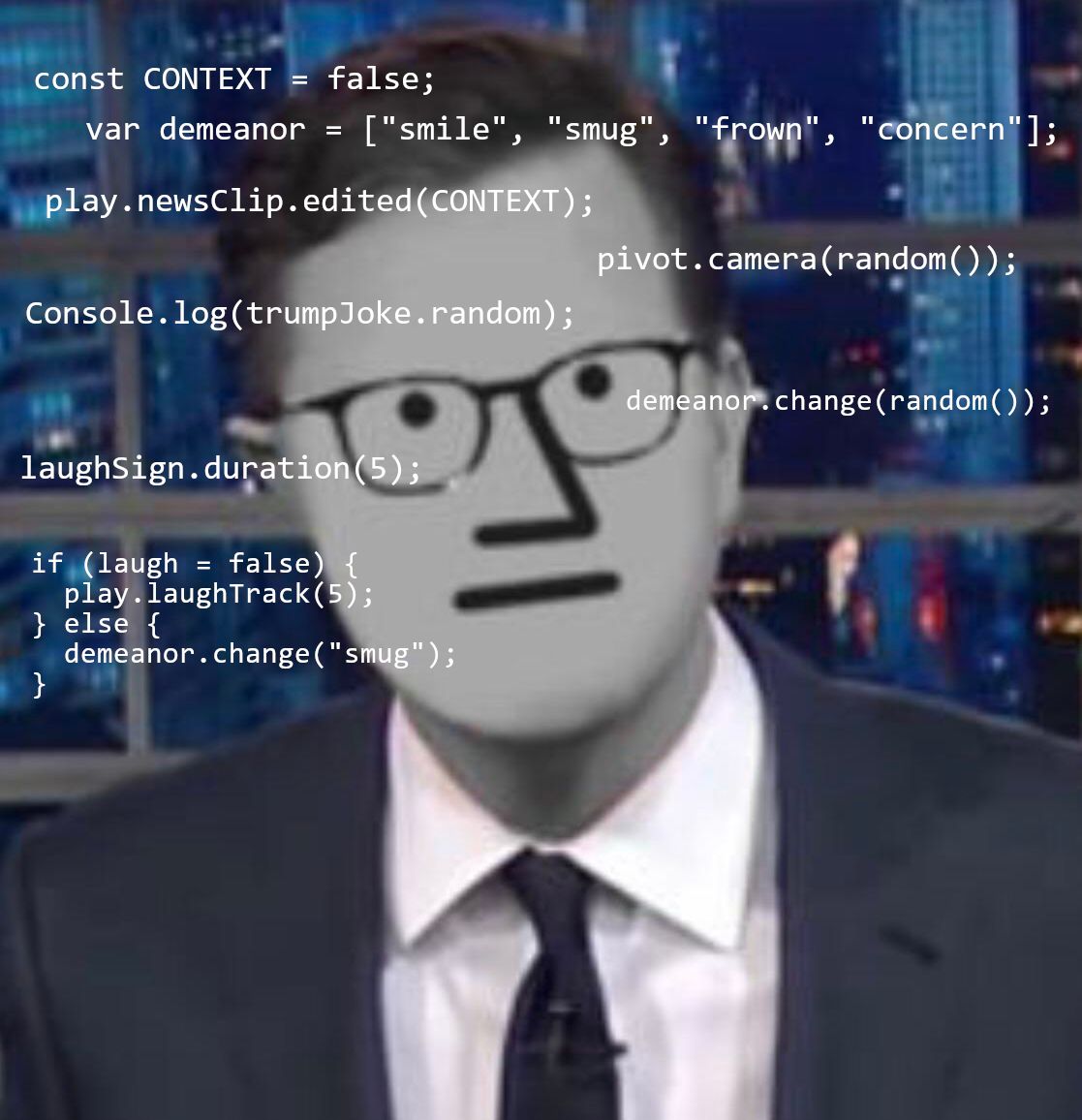 Plantilla de meme NPC Colbert