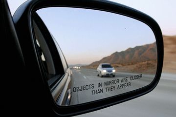 Objects in mirror are closer than they appear meme template