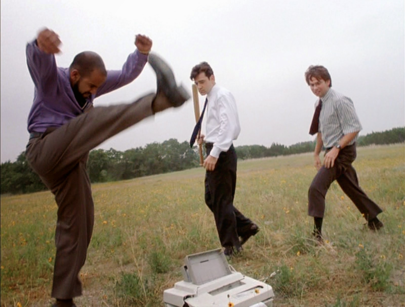 Plantilla de meme office space printer smash