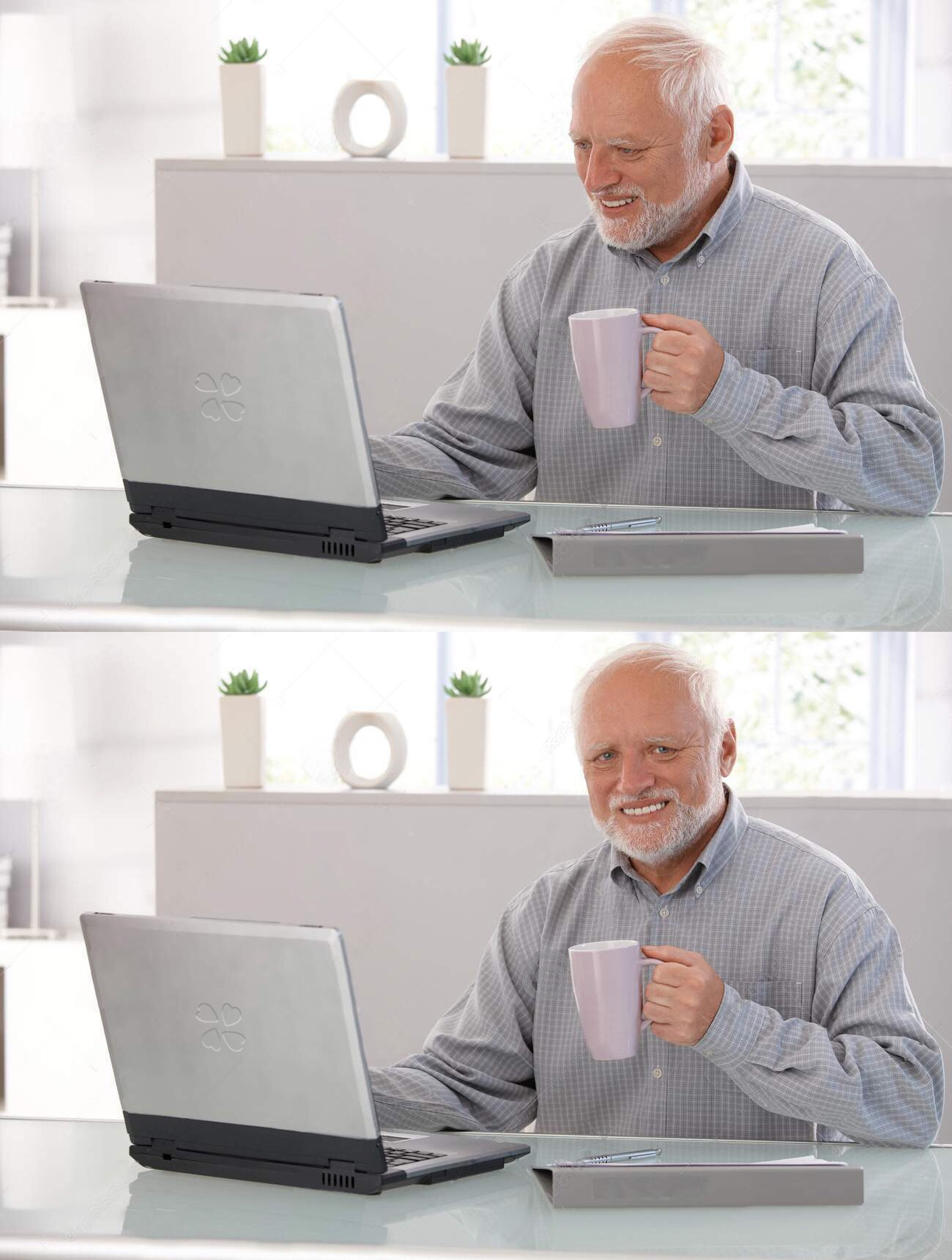 Plantilla de meme Old man cup of coffee