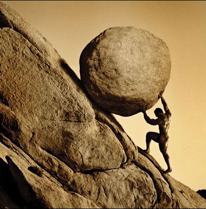 Plantilla de meme One must imagine Sisyphus happy