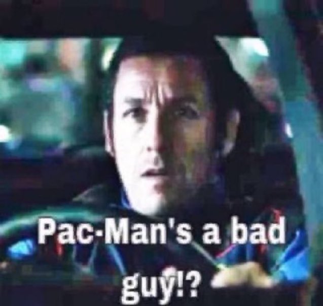 Plantilla de meme Pac-Man’s a bad guy!?