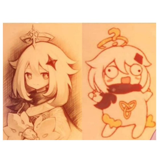 Template meme paimon then vs now genshin impact