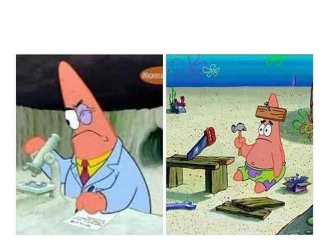 Template meme Patrick Scientist vs. Nail