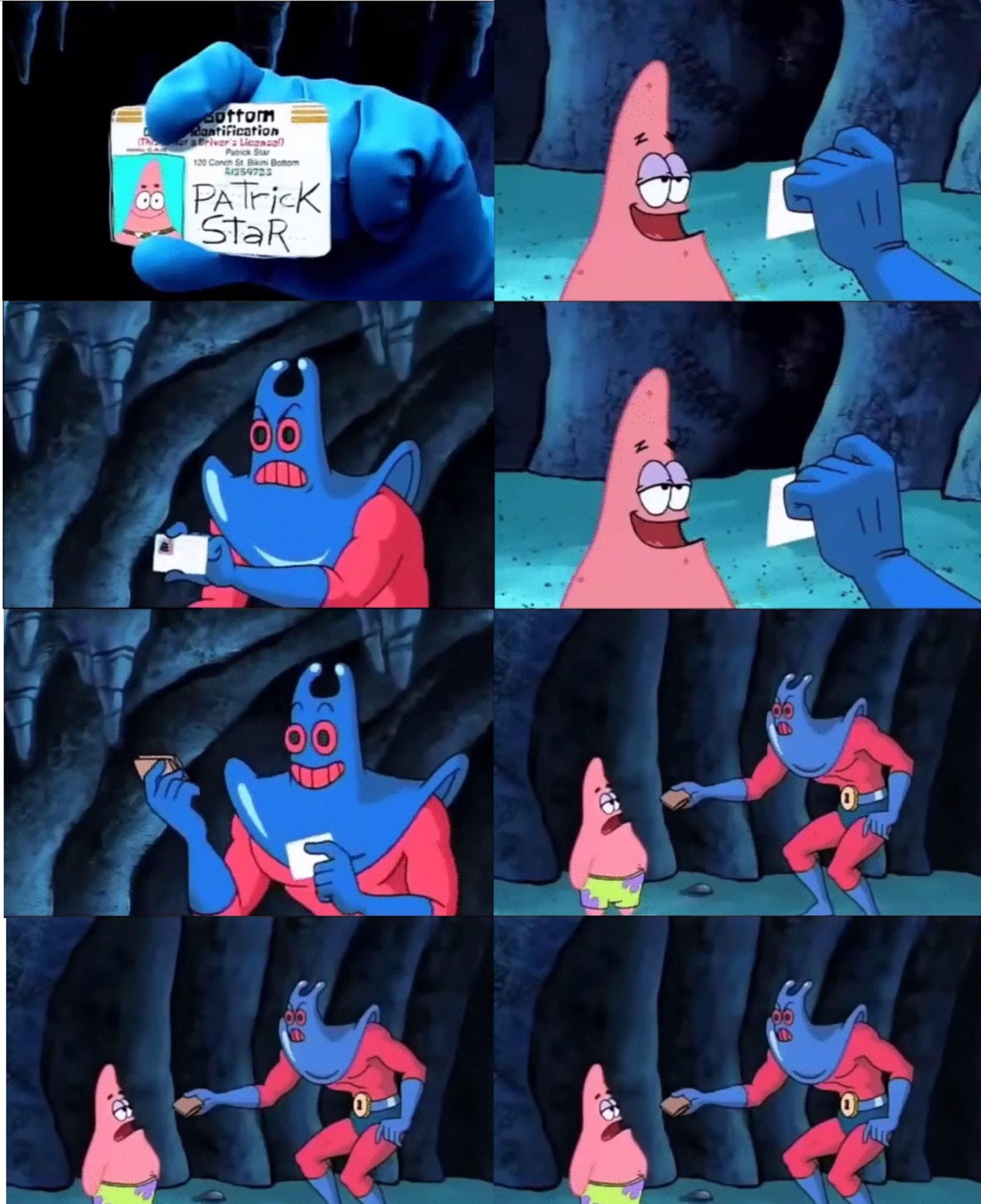 Plantilla de meme Patrick Star and Man Ray