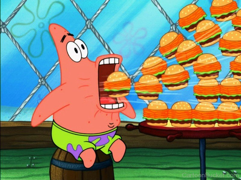 Plantilla de meme patrick star eat
