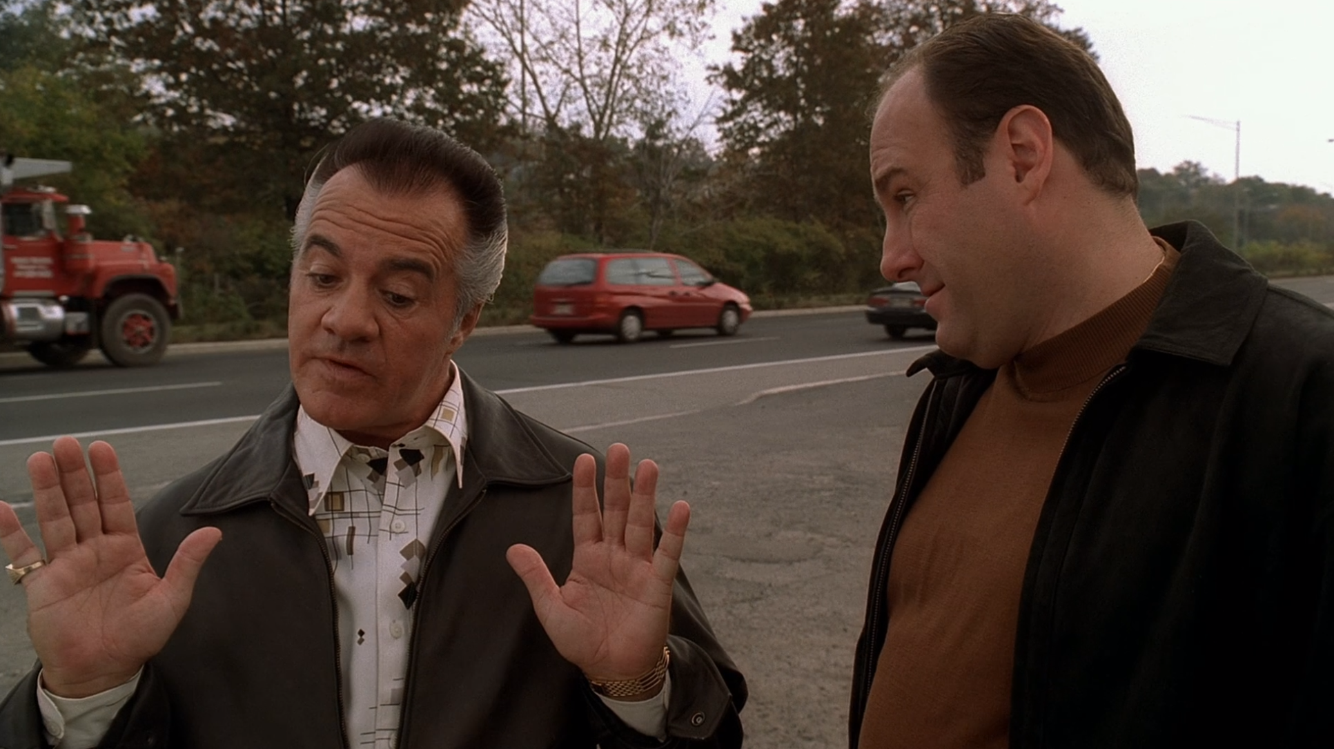 Template meme Paulie Talks with the Italian Hands to Tony Soprano