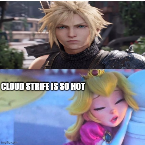 Plantilla de meme peach finds cloud strife hot