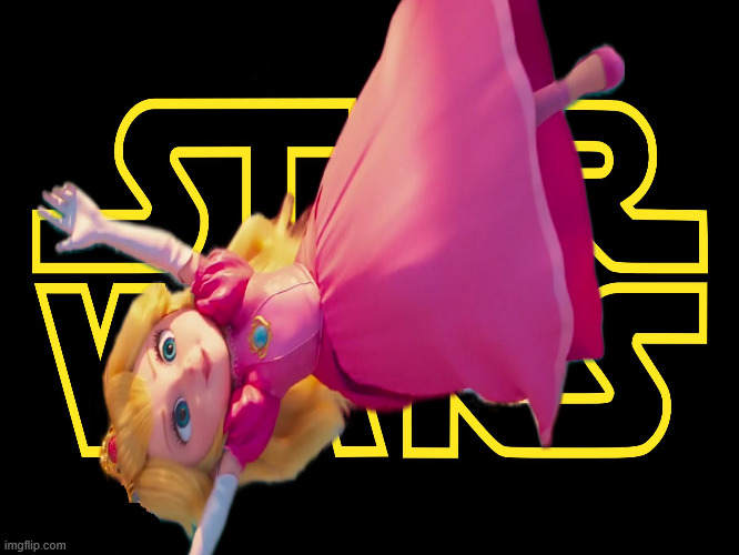Plantilla de meme peach flying in space