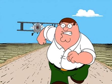 Plantilla de meme Peter griffin running away for a plane