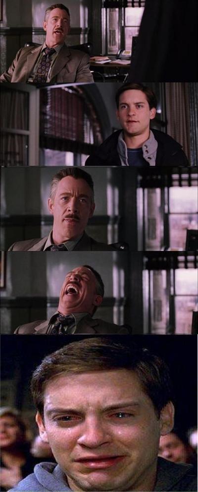 Plantilla de meme Peter Parker Cry