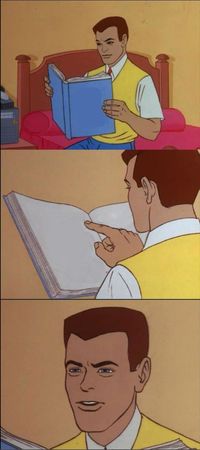 Template meme Peter parker reading a book