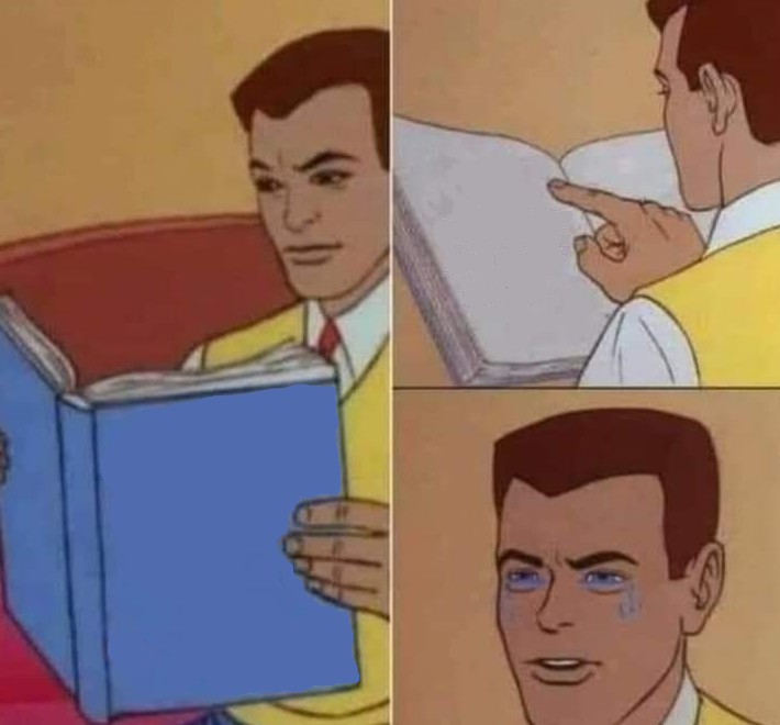 Plantilla de meme Peter Parker Reading Book & Crying