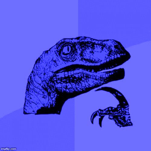 Plantilla de meme Philosoraptor Blue Craziness