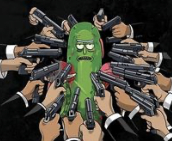 Template meme Pickle Rick Guns