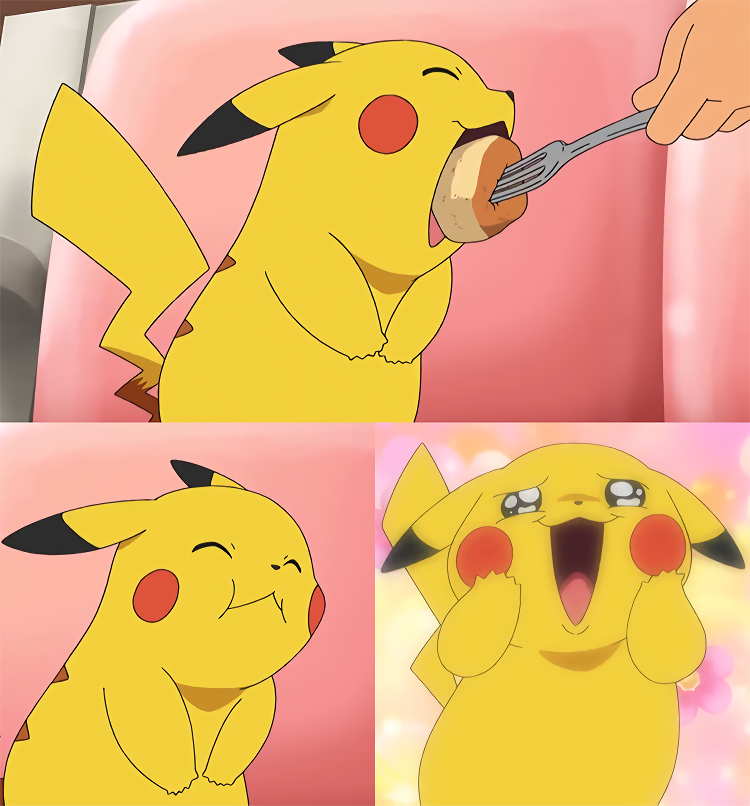 Template meme pikachu loves food