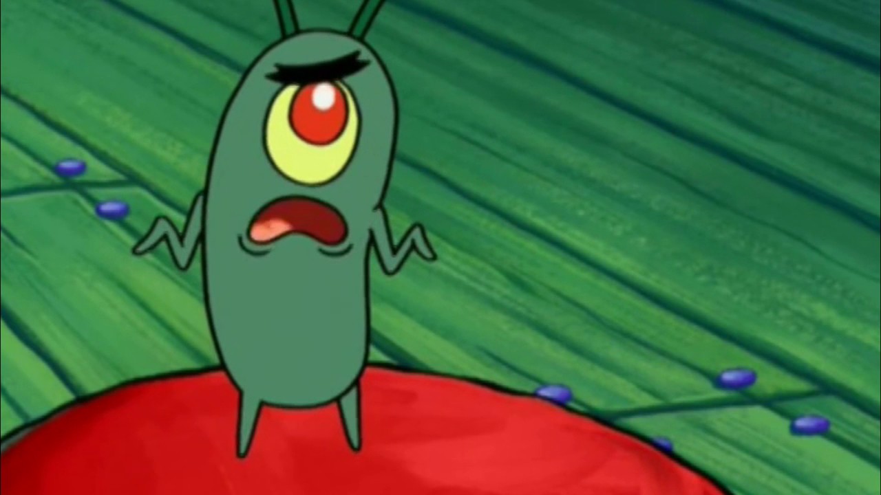 Plantilla de meme Plankton didn't think he'd get this far