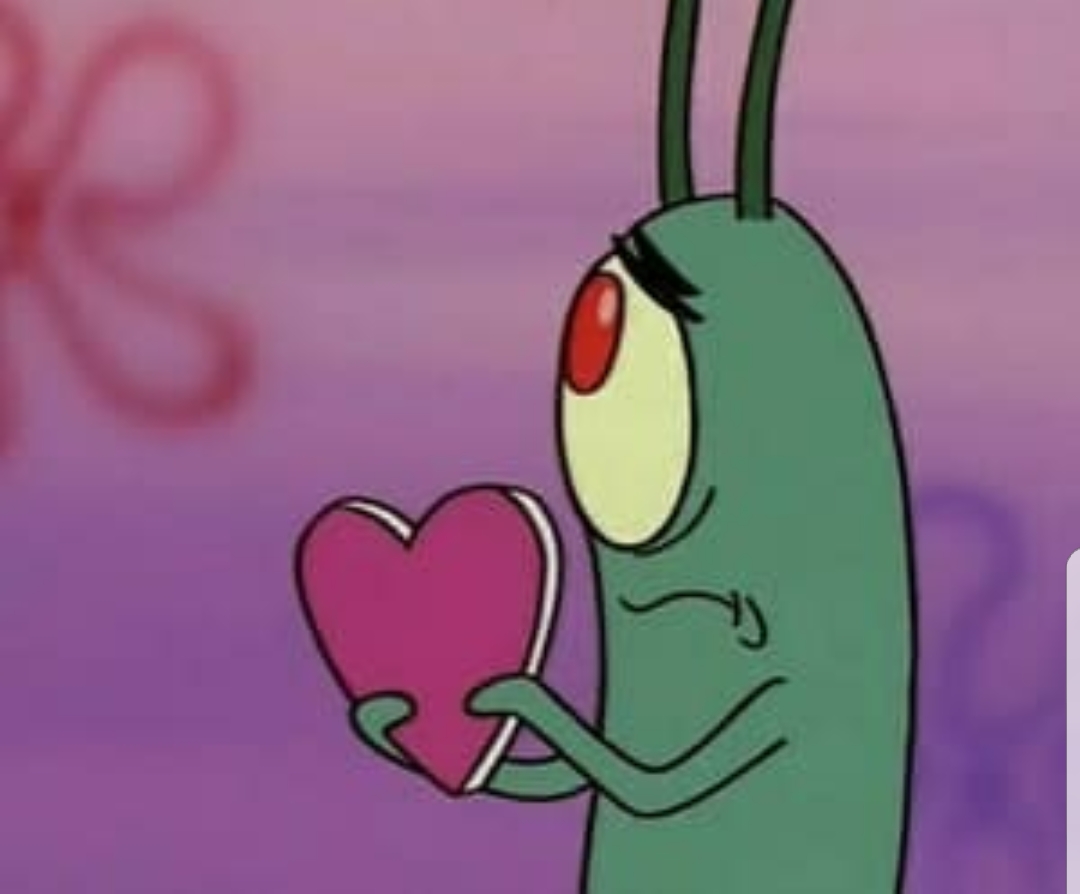 Plantilla de meme Plankton heart