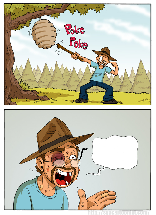 Plantilla de meme Poking a beehive