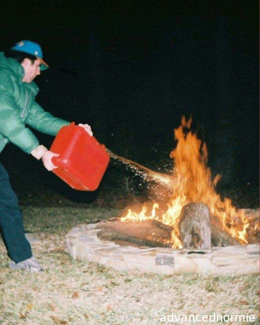 Template meme pouring gas on fire
