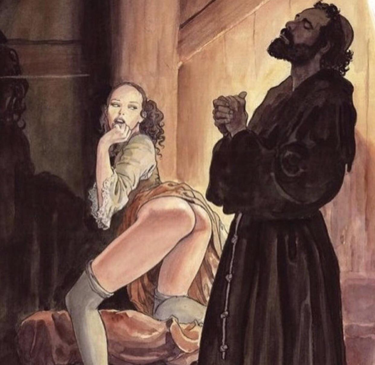 Template meme Priest tempted by girl