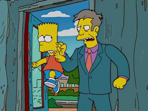 Plantilla de meme Principal skinner grabbing Bart Simpson