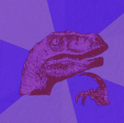 Plantilla de meme purple philosoraptor