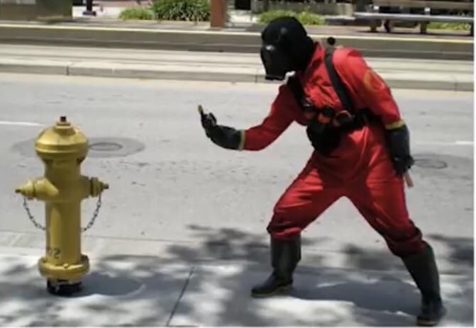 pyro fingering fire hydrant meme template