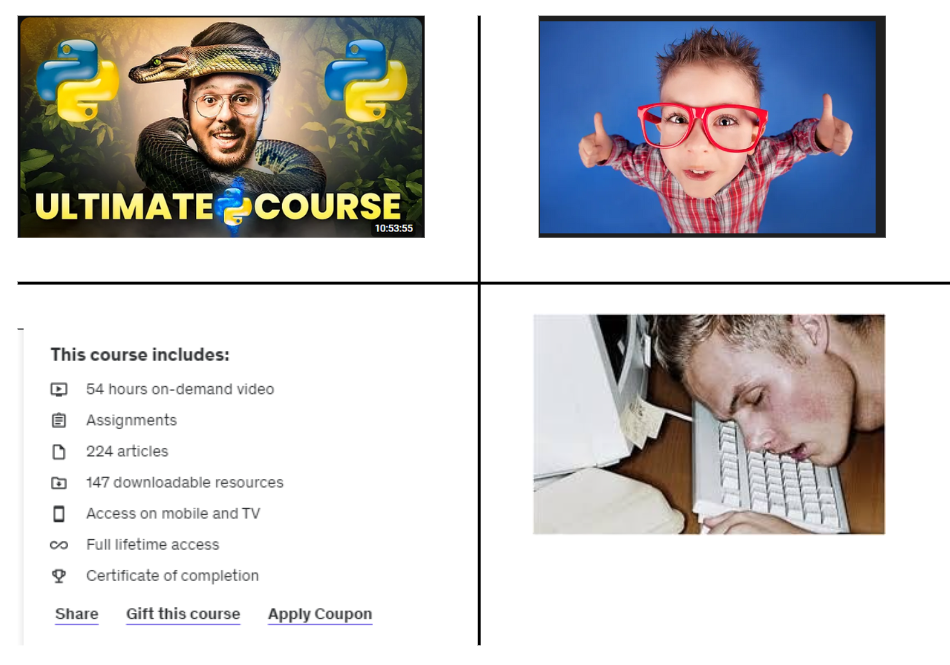 Plantilla de meme Python (Youtube vs udemy)