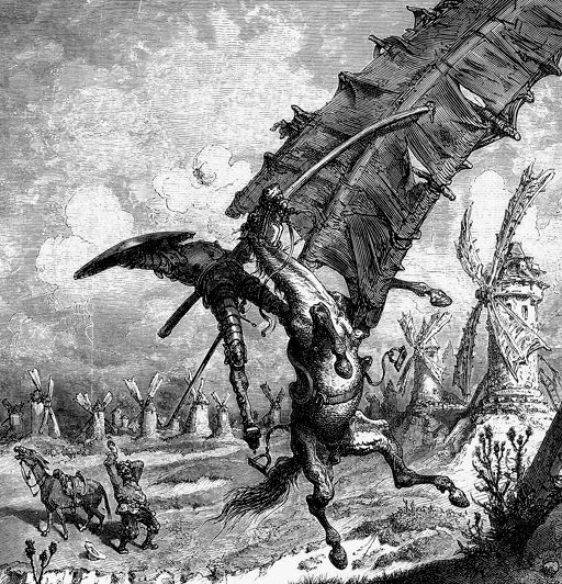 quixote tilting at windmills meme template