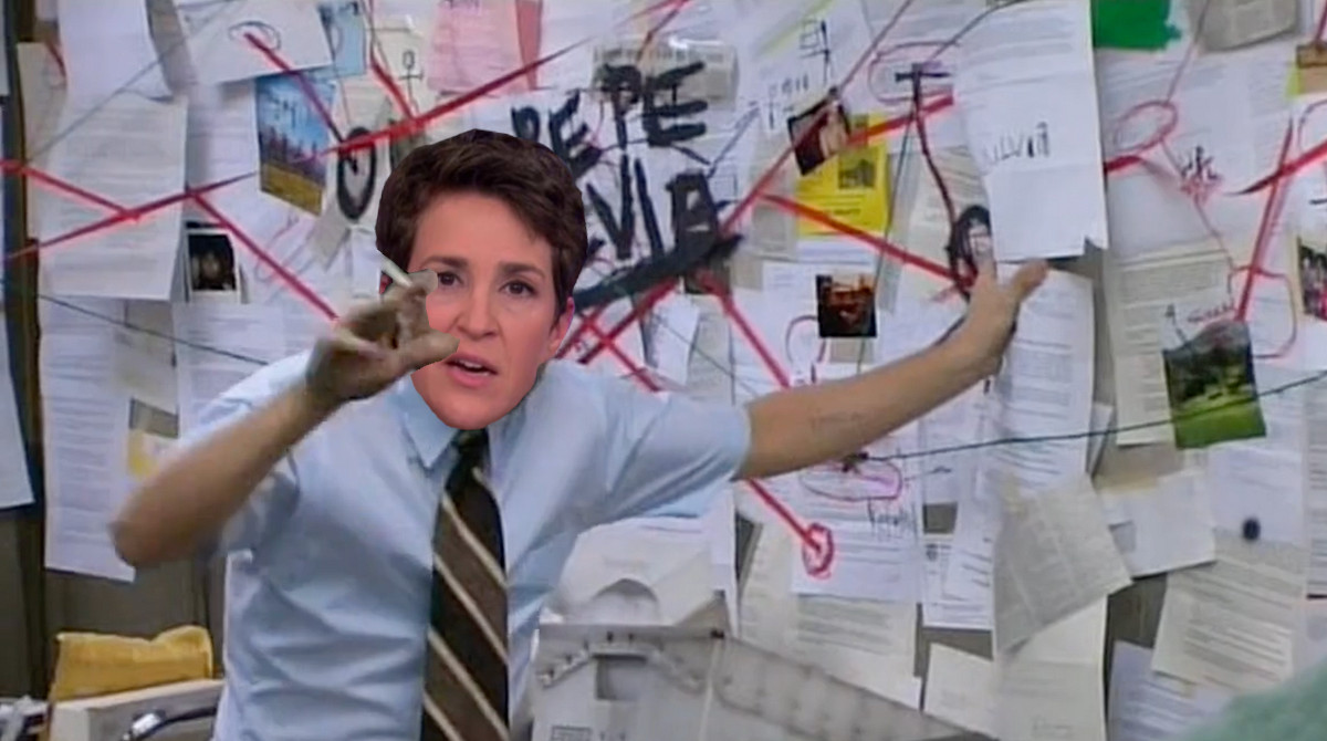 Plantilla de meme Rachel Maddow Conspiracy Guy