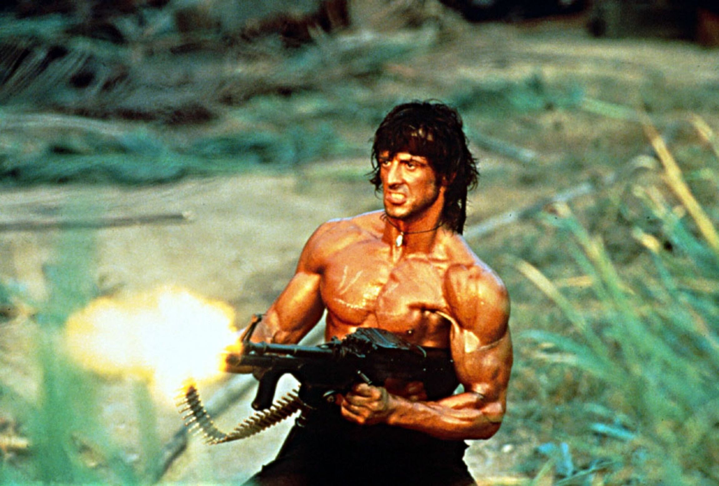 Plantilla de meme Rambo shooting